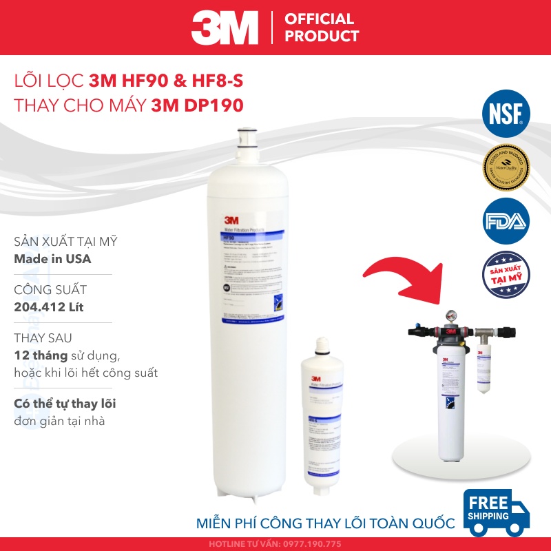 Lõi Lọc 3M HF90 & HF8-S Thay Cho Máy Lọc Nước Thương Mại 3M DP190 - Nhập Khẩu Mỹ, Hàng Chính Hãng - 3MDP190 HF90 HF8S