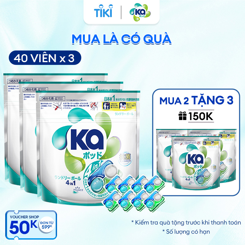 Combo 3 Túi Viên Giặt Xả Đa Năng 4 Trong 1 KA Universal