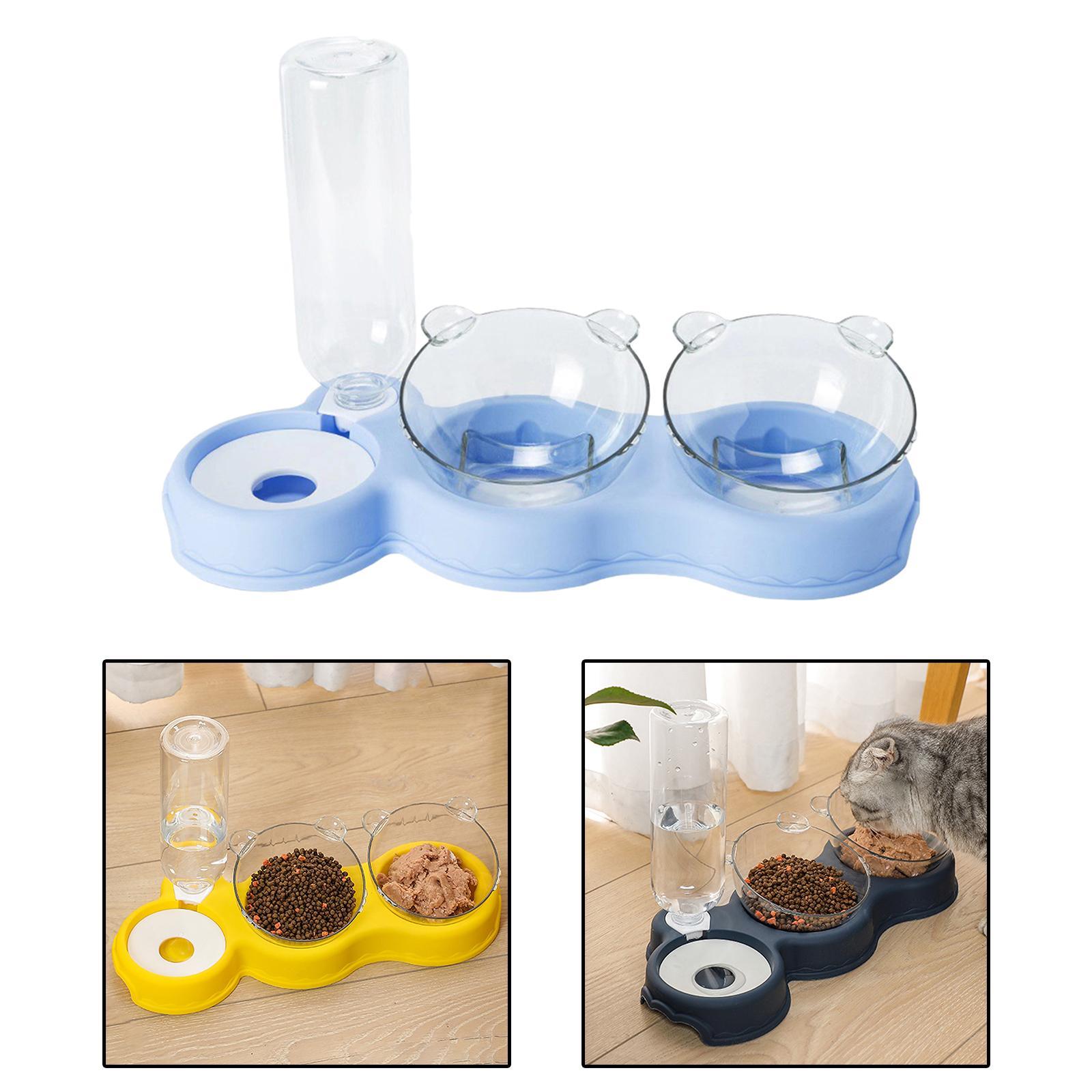 Double Bowl  Feeder Auto Removable for Pet Watering Bowl Dispenser Blue