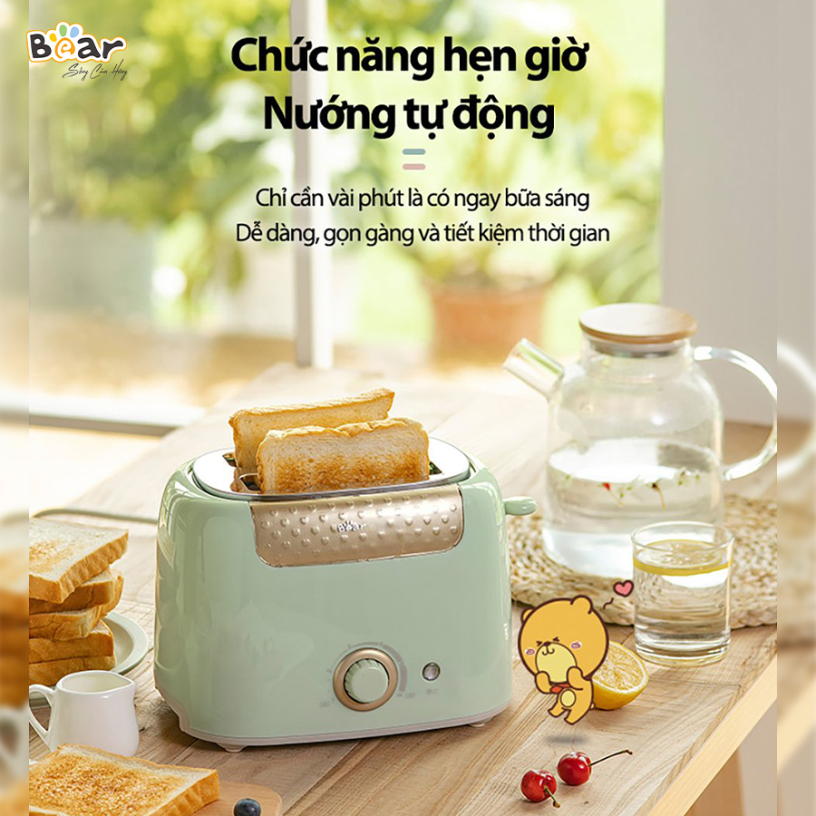 Máy Nướng Bánh Mì Sandwich Bear 6 Mức Điều Chỉnh Tích Hợp Chức Năng Nướng Hẹn Giờ Tự Động DSL-601 - Hàng Nhập Khẩu