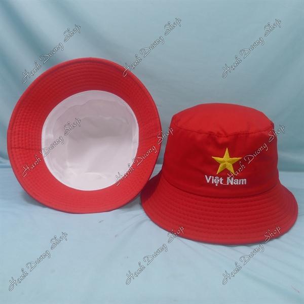 Nón tai bèo mũ bucket vành nhỏ thêu Ngôi Sao Vàng 5 cánh Việt Nam - Sao Vàng Việt Nam