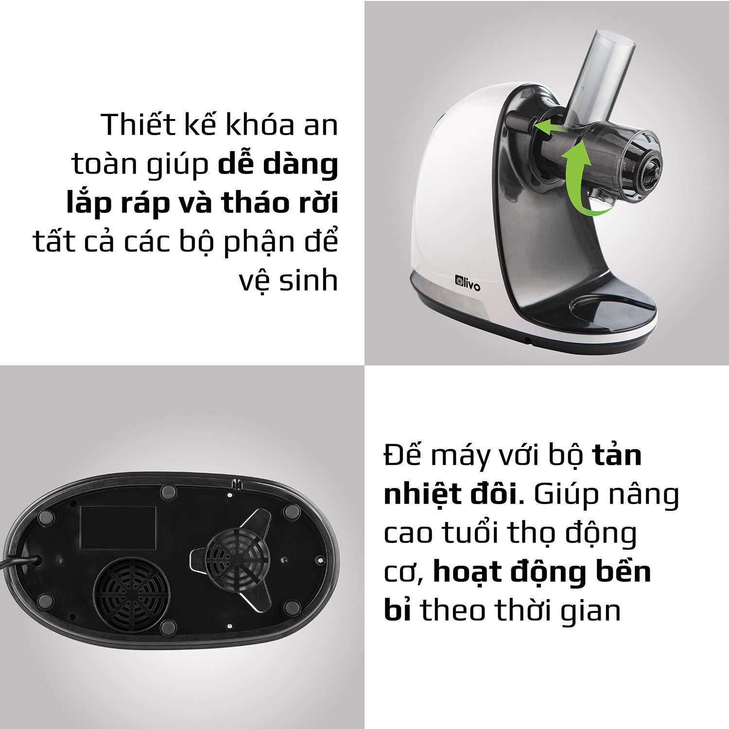 Máy ép trái cây, ép rau trục ngang Olivo SJ22
