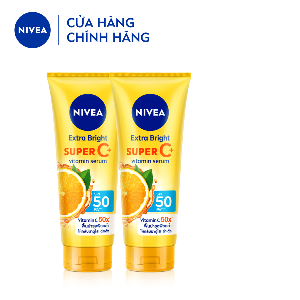 Bộ 2 Tinh Chất Dưỡng Thể NIVEA Vitamin Super C+ Dưỡng Trắng Da | Chống Nắng SPF50 | Vitamin C