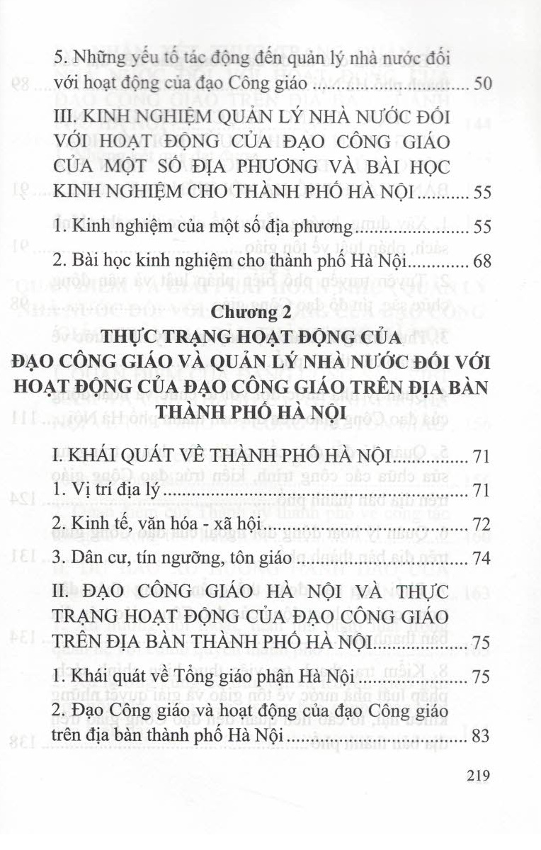 Quản Lý Nhà Nước Đối Với Hoạt Động Của Đạo Công Giáo Trên Địa Bàn Thành Phố Hà Nội - Một Số Vấn Đề Lý Luận Và Thực Tiễn