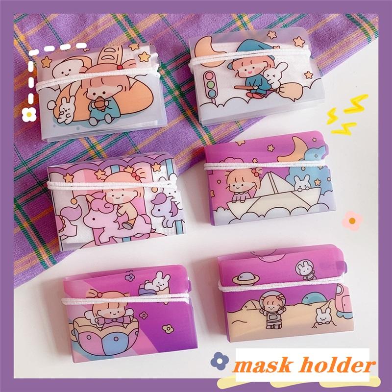 1 kẹp đựng khẩu trang chống bụi xếp gọn in hoạt hình