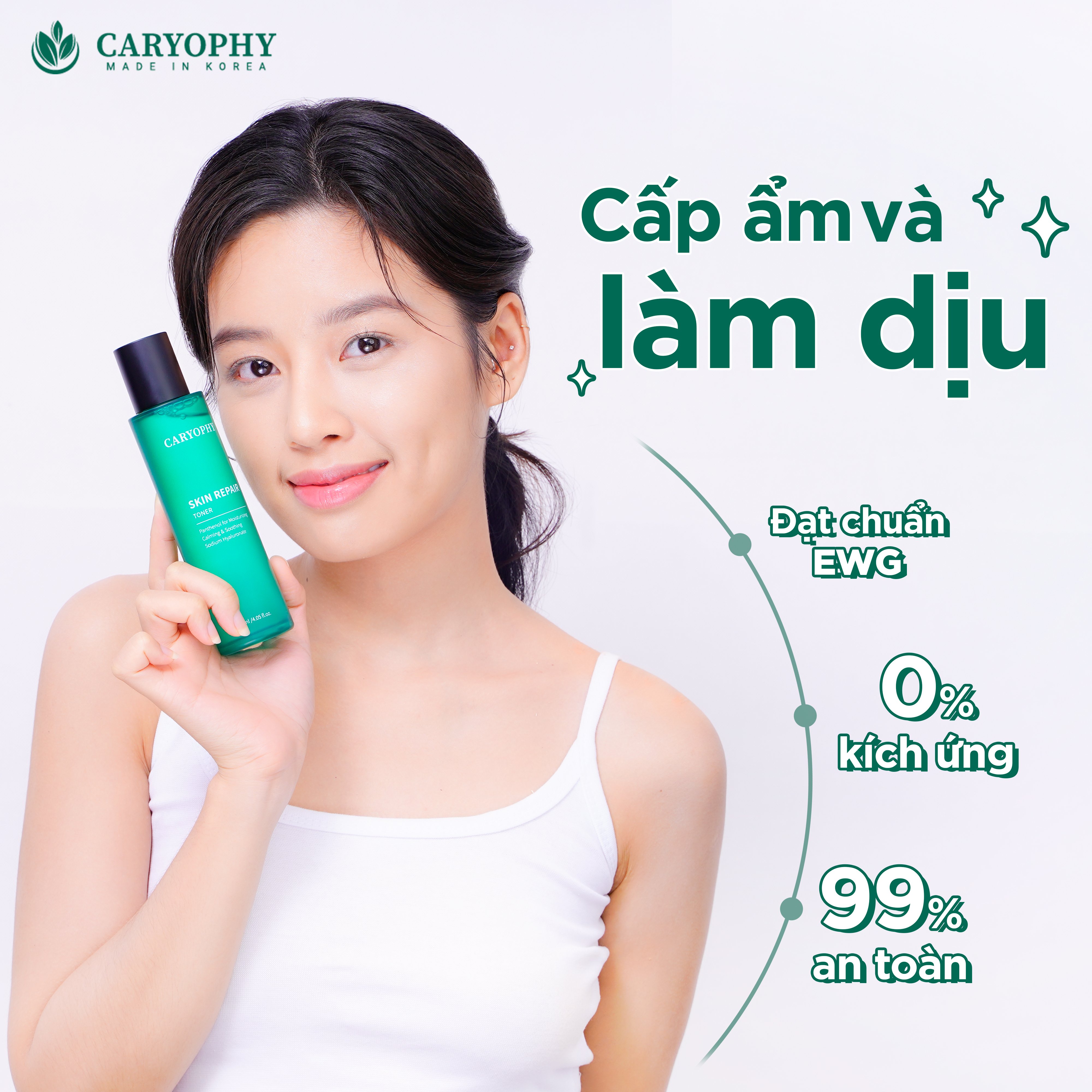 Nước Hoa Hồng Cấp Nước, Làm Dịu và Phục Hồi Da Caryophy Skin Repair Toner 120ml + Tặng kèm 1 Mặt Nạ Caryophy