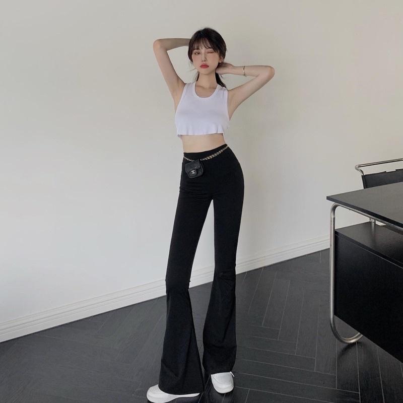 Quần legging nữ nâng mông hack chân siêu dài, quần legging ống loe tôn dáng KH035