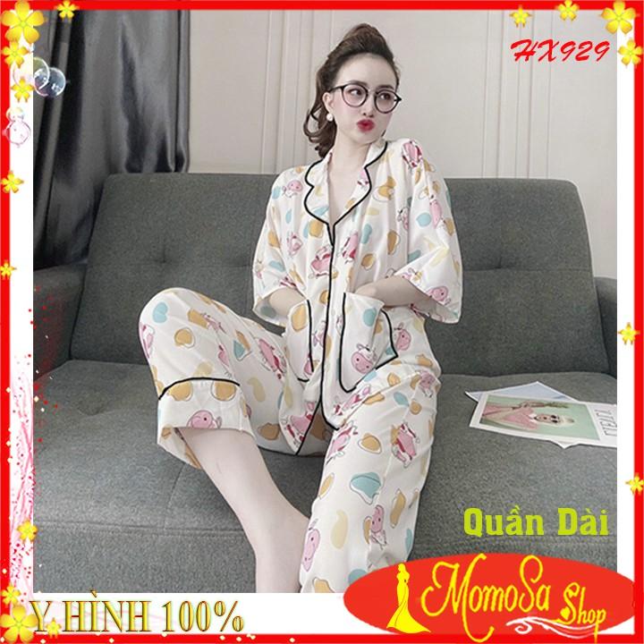 Bộ Đồ Nữ Pijama Mặc Nhà Quần Dài Lụa Mềm Mịn