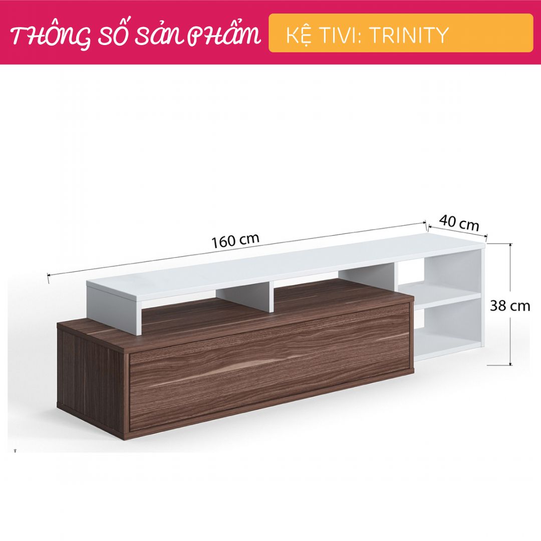 Kệ để tivi gỗ cho phòng khách gia đình SMLIFE Trinity