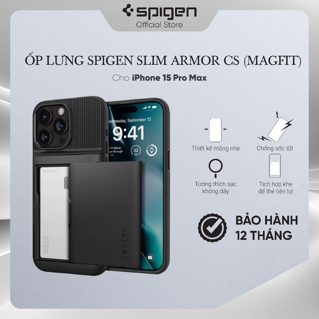 Ốp lưng cho iPhone 15 Pro/ 15 Pro Max Spigen Slim Armor CS - Hàng chính hãng