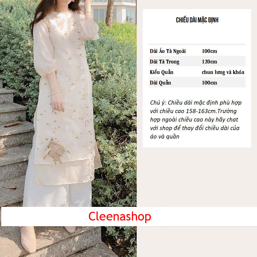 Áo Dài Cách Tân Nữ Dáng Suông Tay Bồng RC02B