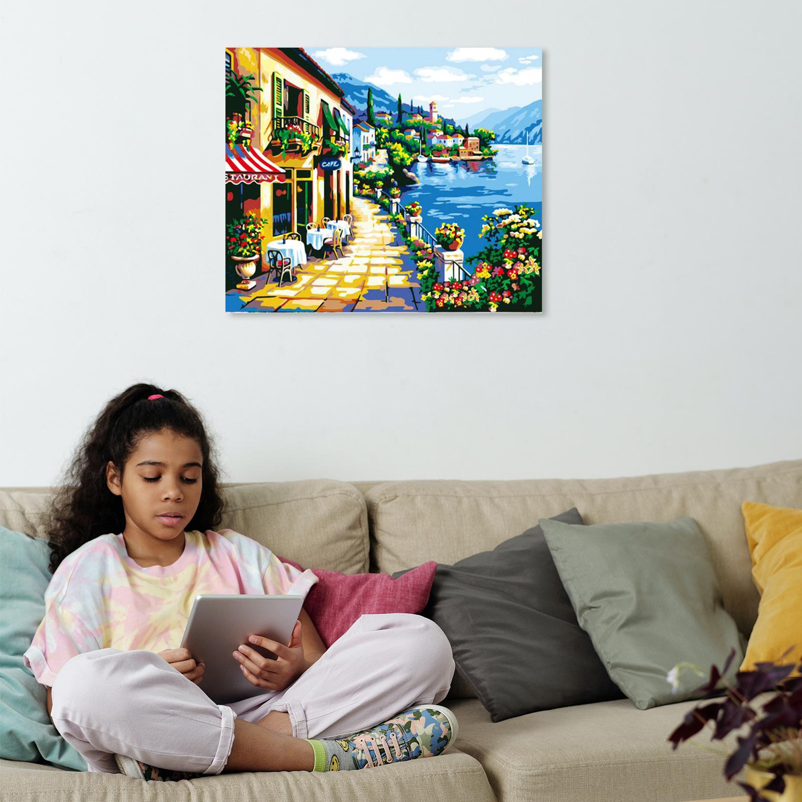 Tranh sơn dầu tự làm tô màu theo số 16 x 20 inch trên vải Canvas để trang trí trong phòng
