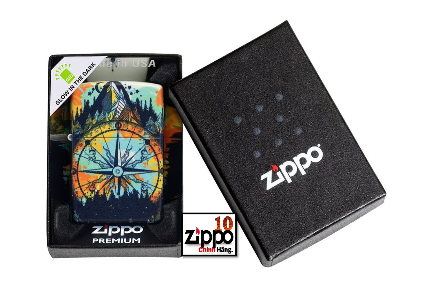 Bật lửa ZIPPO 49805 Compass Design (Dạ quang) - Chính hãng 100%