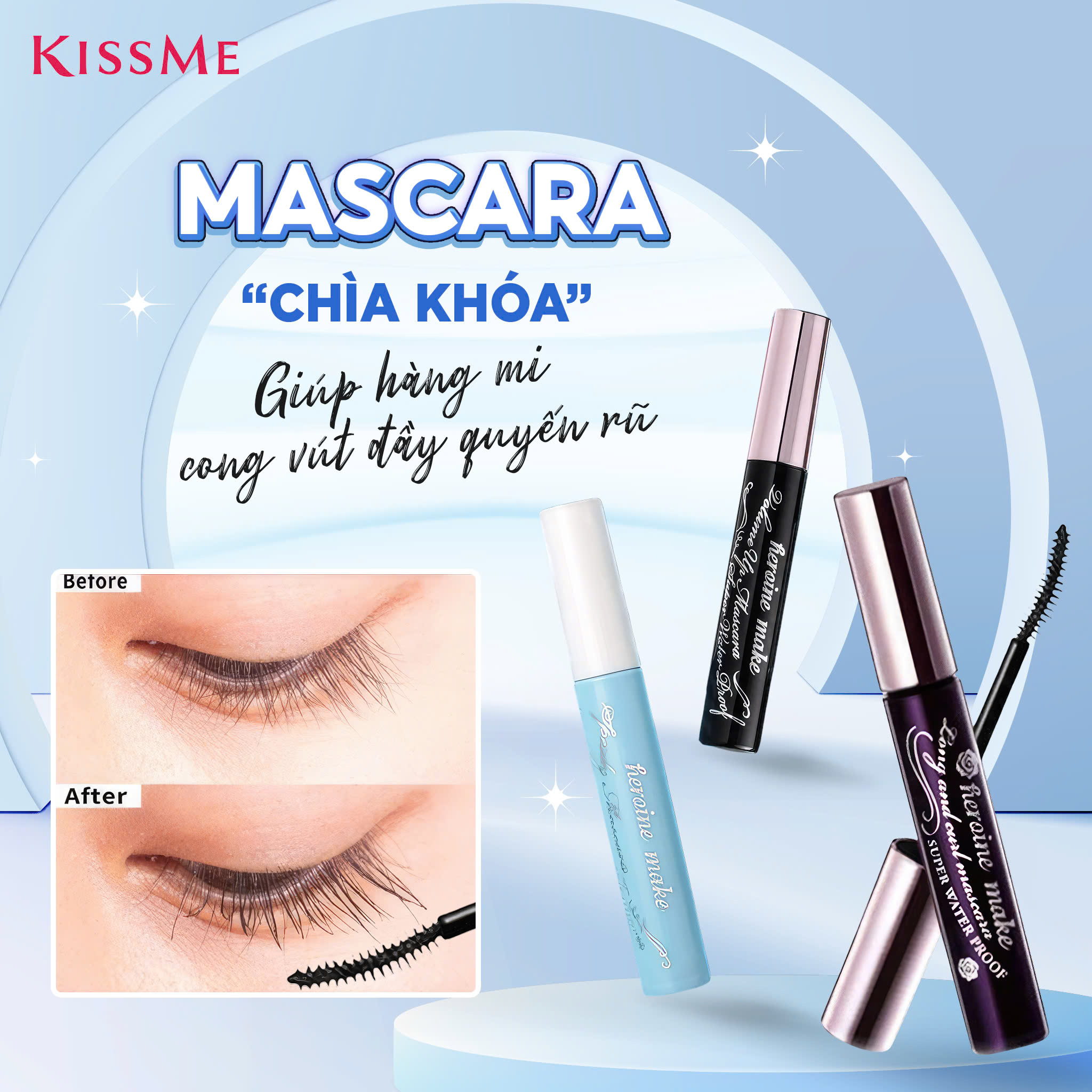 Mascara Kissme Heroine Make Chuốt Mi Dày Và Rậm Lông Mi Chống Trôi (Không Vỏ Hộp)