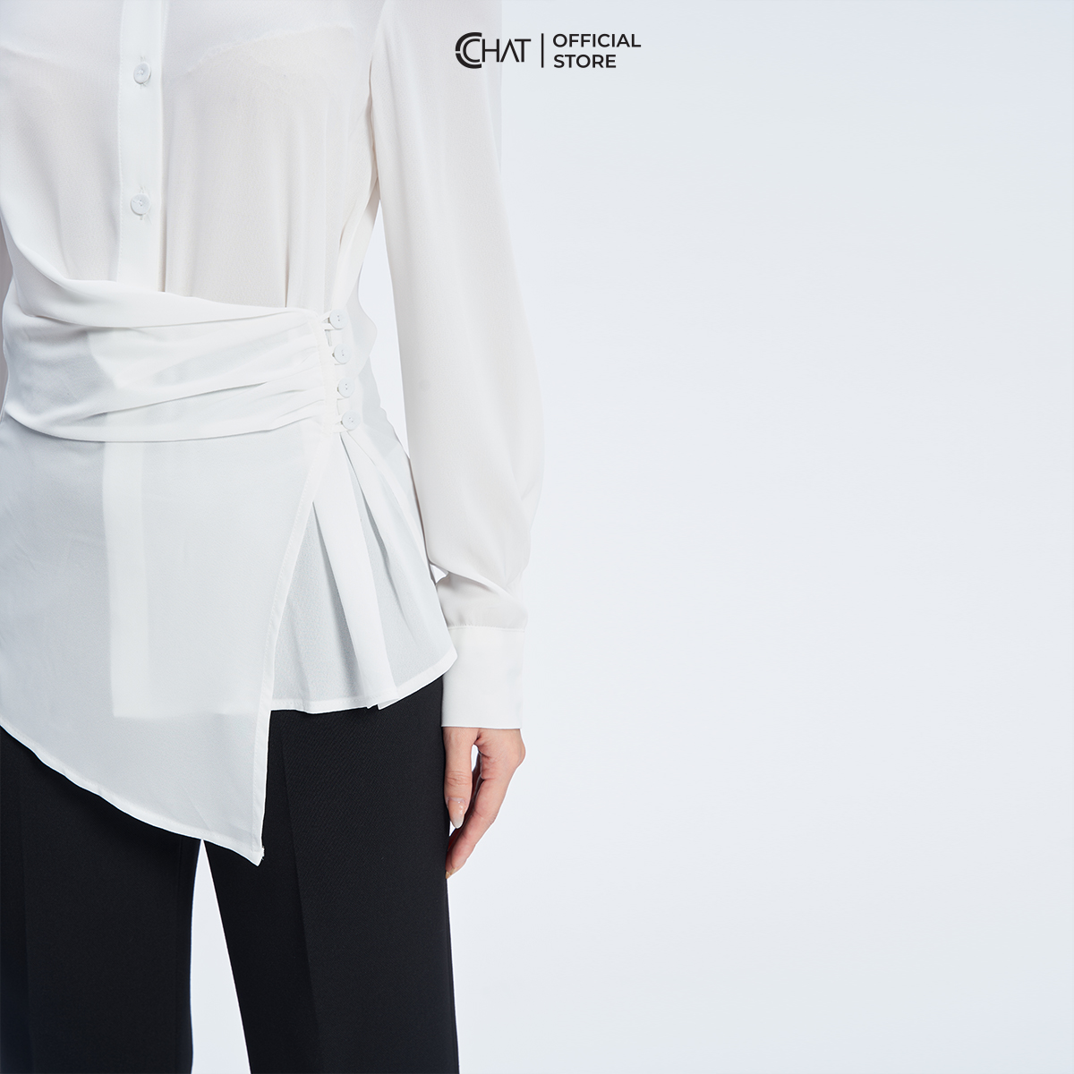 Áo Sơ Mi Nữ  Kiểu Cài Nhún Sườn Chất Liệu Chiffon Cao Cấp 13FDH2017ST