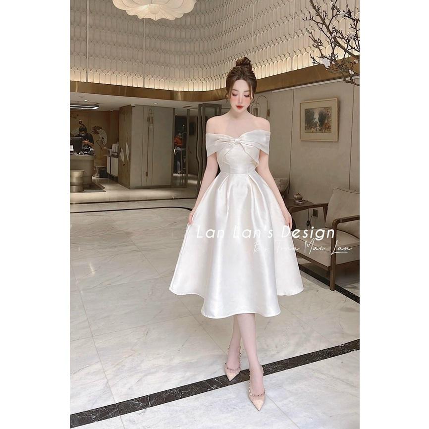 Đầm váy nữ trễ vai xòe xoắn ngực bồng bềnh xinh lung linh dành cho các nàng thơ đi dự tiệc sang chảnh
