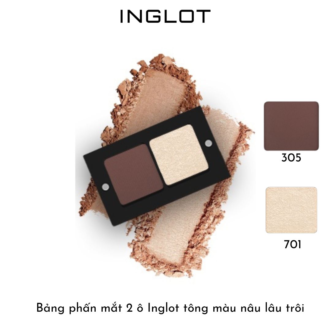 Bảng phấn mắt 2 ô Inglot tông màu nâu lâu trôi