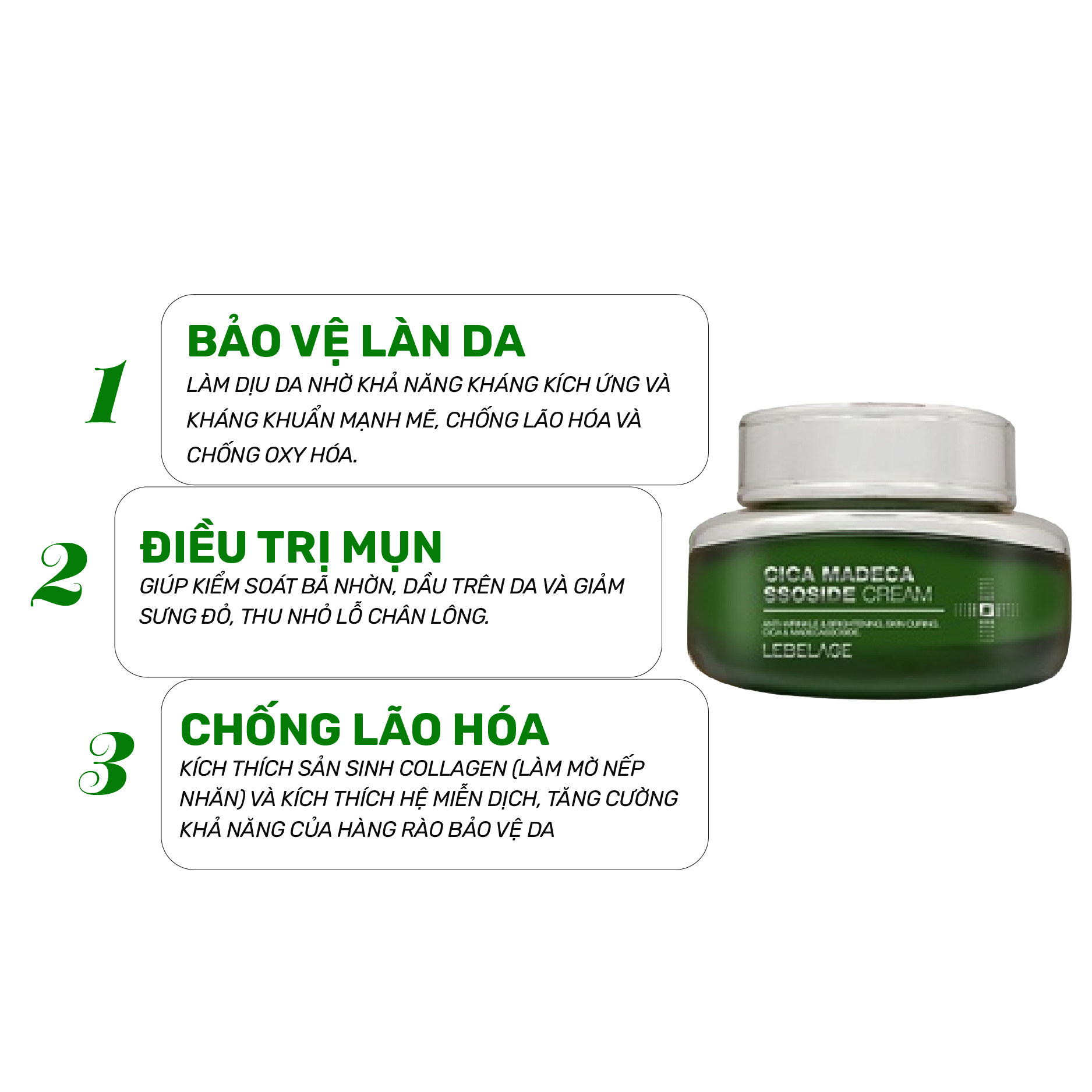 Kem dưỡng ẩm, phục hồi da Lebelage Cica Madecassoside Cream 55ml