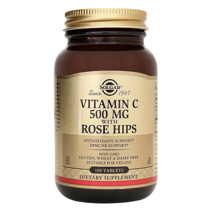 NHẬP KHẨU USA CHÍNH HÃNG - Viên uống bổ sung Vitamin C, tăng sức đề kháng, chống oxy hóa  Solgar Vitamin C 500 mg với Dầu Tầm xuân Rose Hips