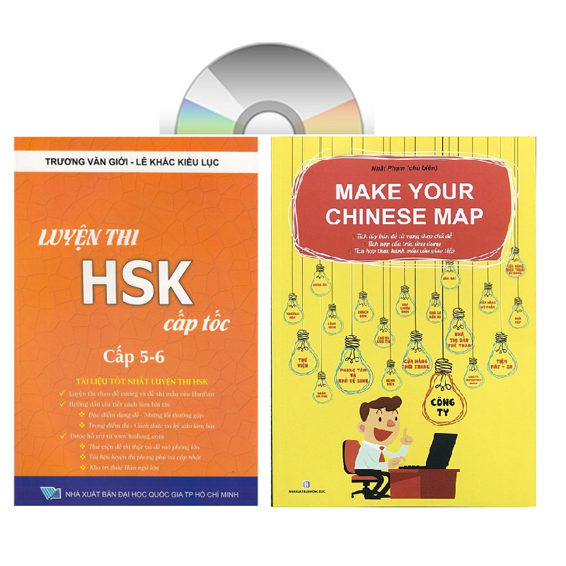 Sách - Combo: Luyện thi HSK cấp tốc tập 3 +Make your Chinese map bản đồ tư duy từ vựng Tiếng Trung theo chủ đề + DVD tài liệu