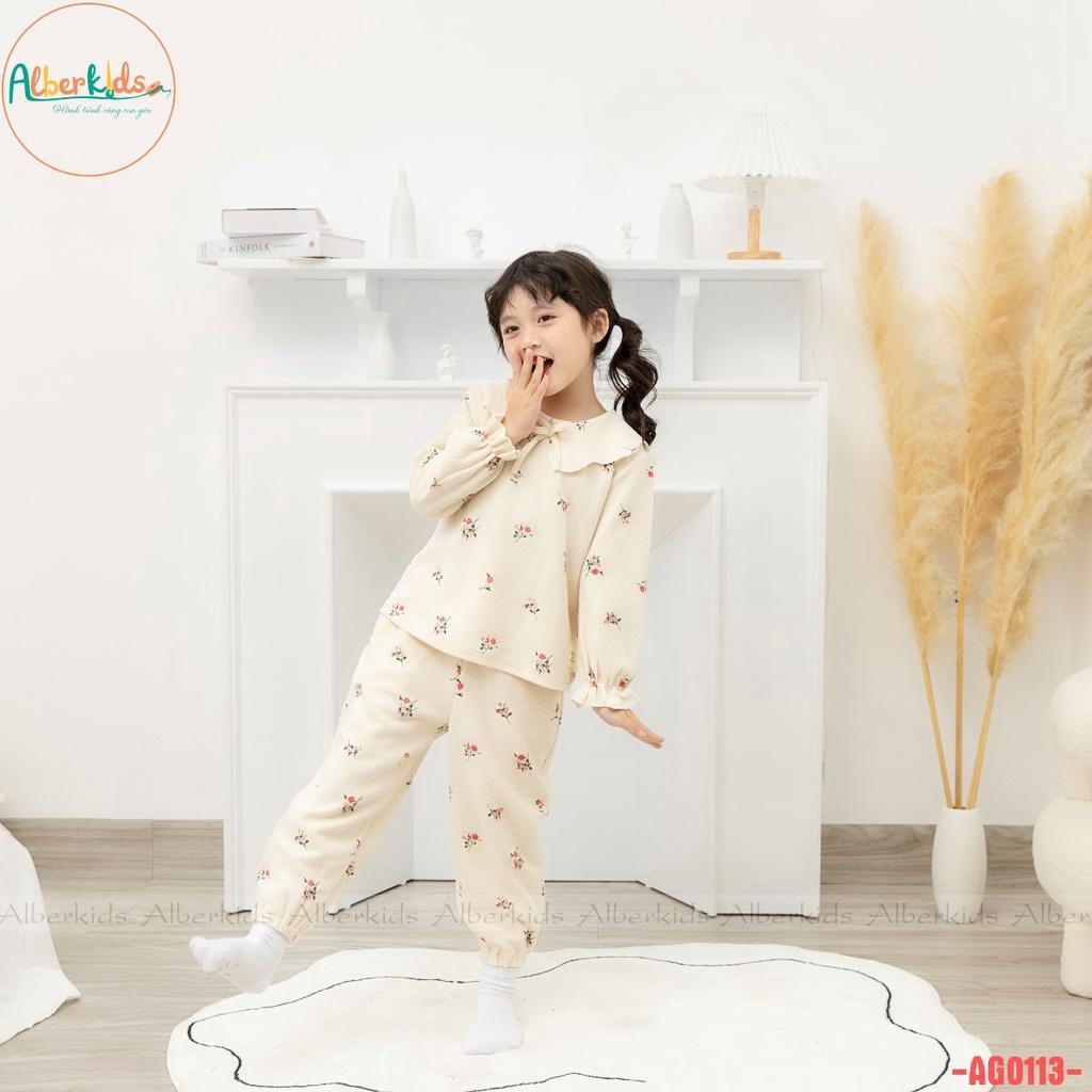 Bộ đồ bé gái ALBER KIDS dài tay cổ cánh sen xinh đẹp cho trẻ em 2,3,4,5,6,7,8,9,10,11,12 tuổi AG0113