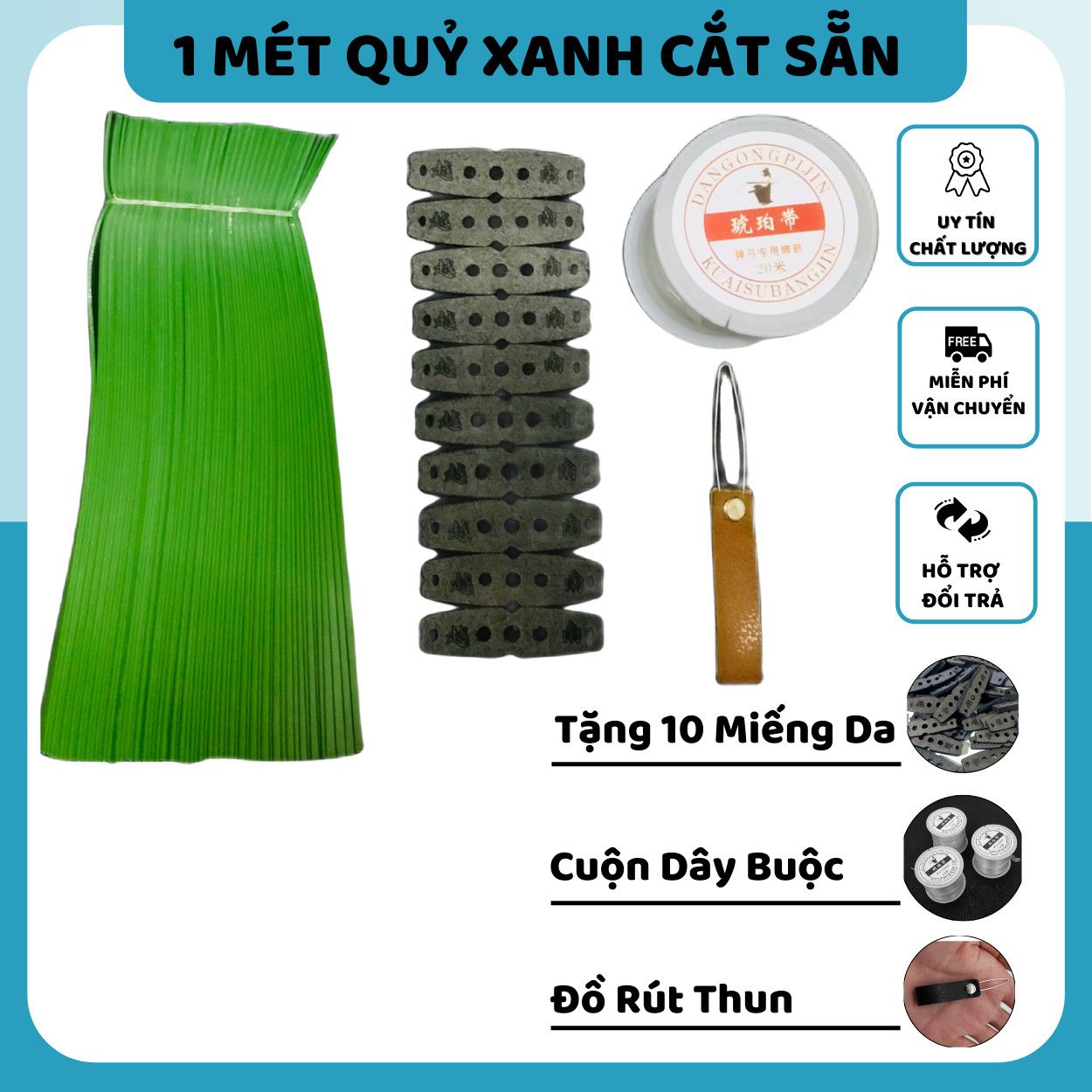 [Giá Rẻ] 1 Mét Dây Thun Quỷ Xanh 0.65mm Cắt Sẵn ( Precise