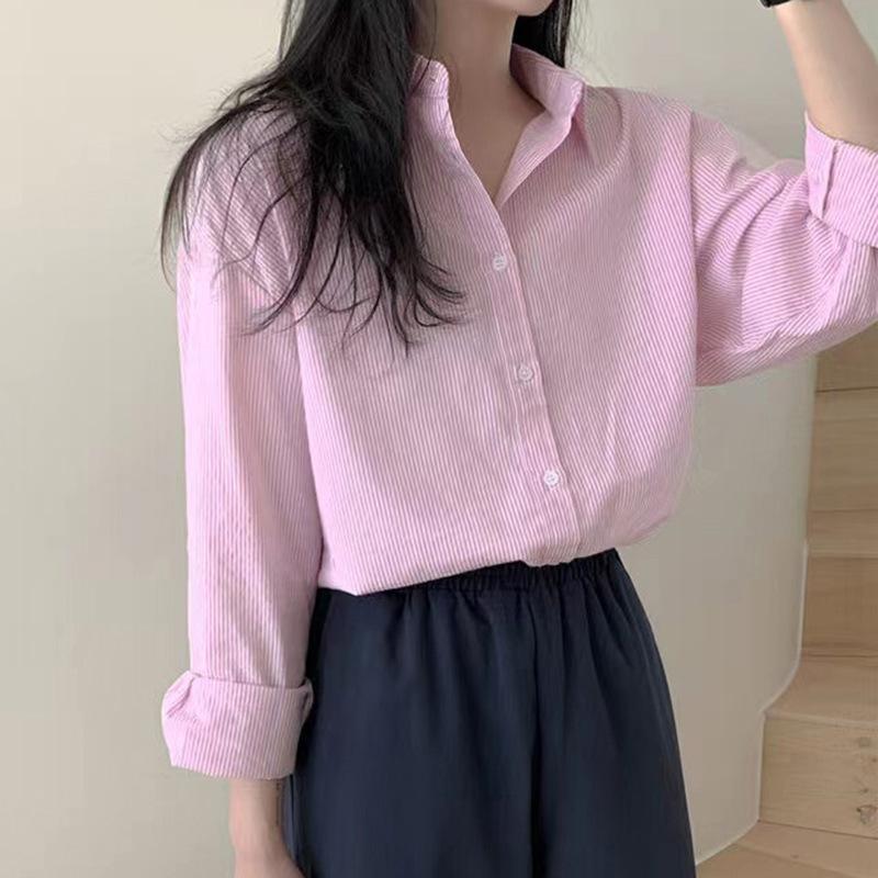 MS1103 Áo sơ mi nữ kẻ sọc màu pastel Hàn Quốc