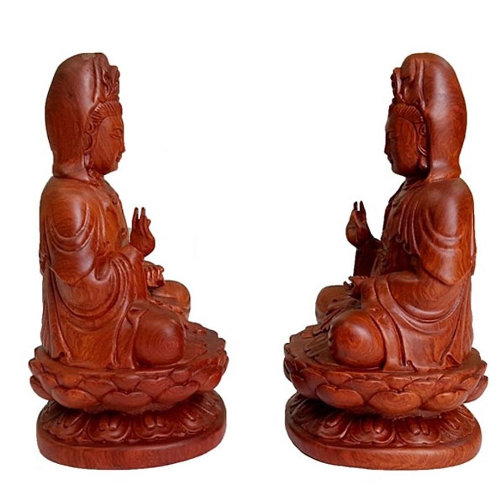 Tượng Phật Bà Quan Âm gỗ Hương cao 30cm