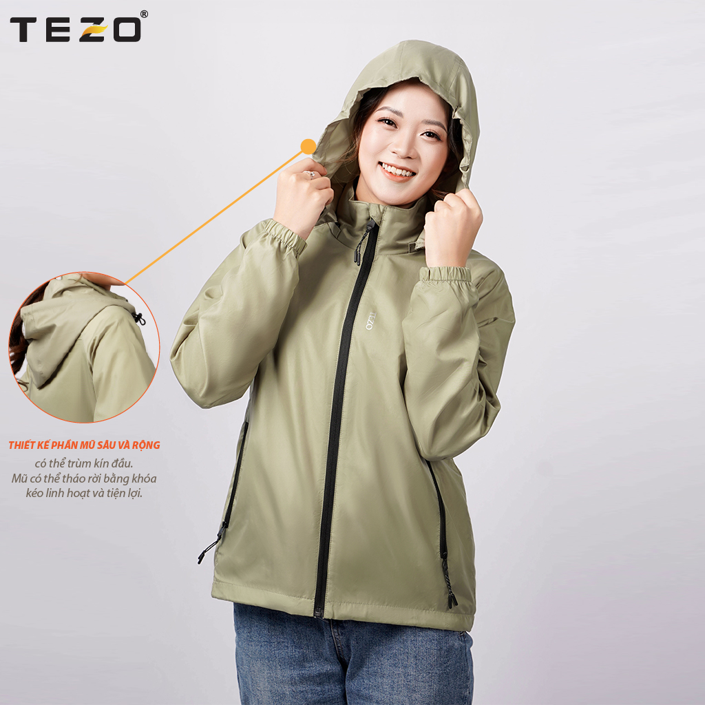 Hình ảnh Áo khoác gió nữ hai lớp TEZO 5 màu dáng thể thao kháng nước kháng bụi 2109AG2T01