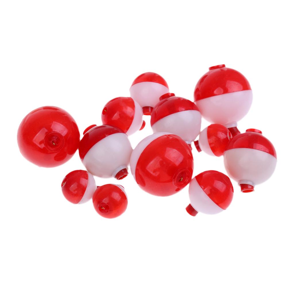 12x Red and White Push-Button Fishing Floats Bobber ABS Fishing Float Tackle