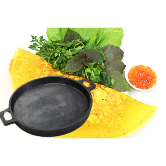 Bộ 2 chảo gang đổ bánh xèo, làm bò né chống dính 22cm
