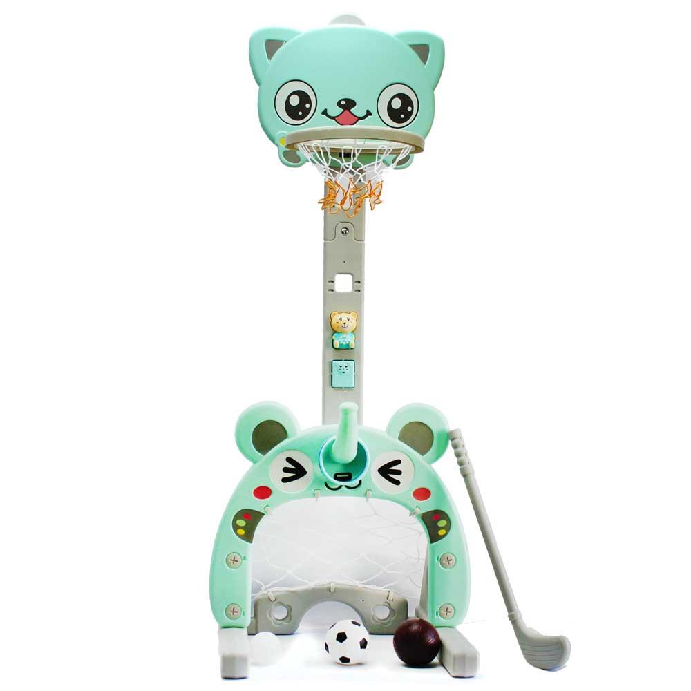 Đồ chơi bóng rổ 4 in 1 bảng bóng rổ, bóng đá, hockey, golf, ném vòng