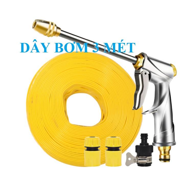 Bộ dây vòi xịt nước rửa xe,tưới cây ,tăng áp 3 lần,loại 3m,5m 206701-3 đầu đồng,cút,nối nhựa đ+ túi đựng bút