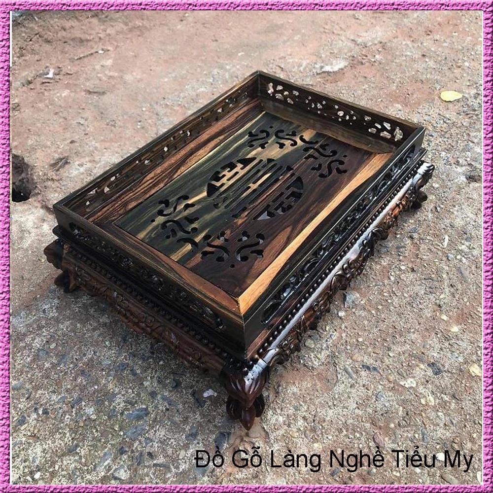 Khay Trà Chân Quỳ Gỗ Mun Cao Cấp, Dùng Trong Phòng Khách, Phòng Làm Việc