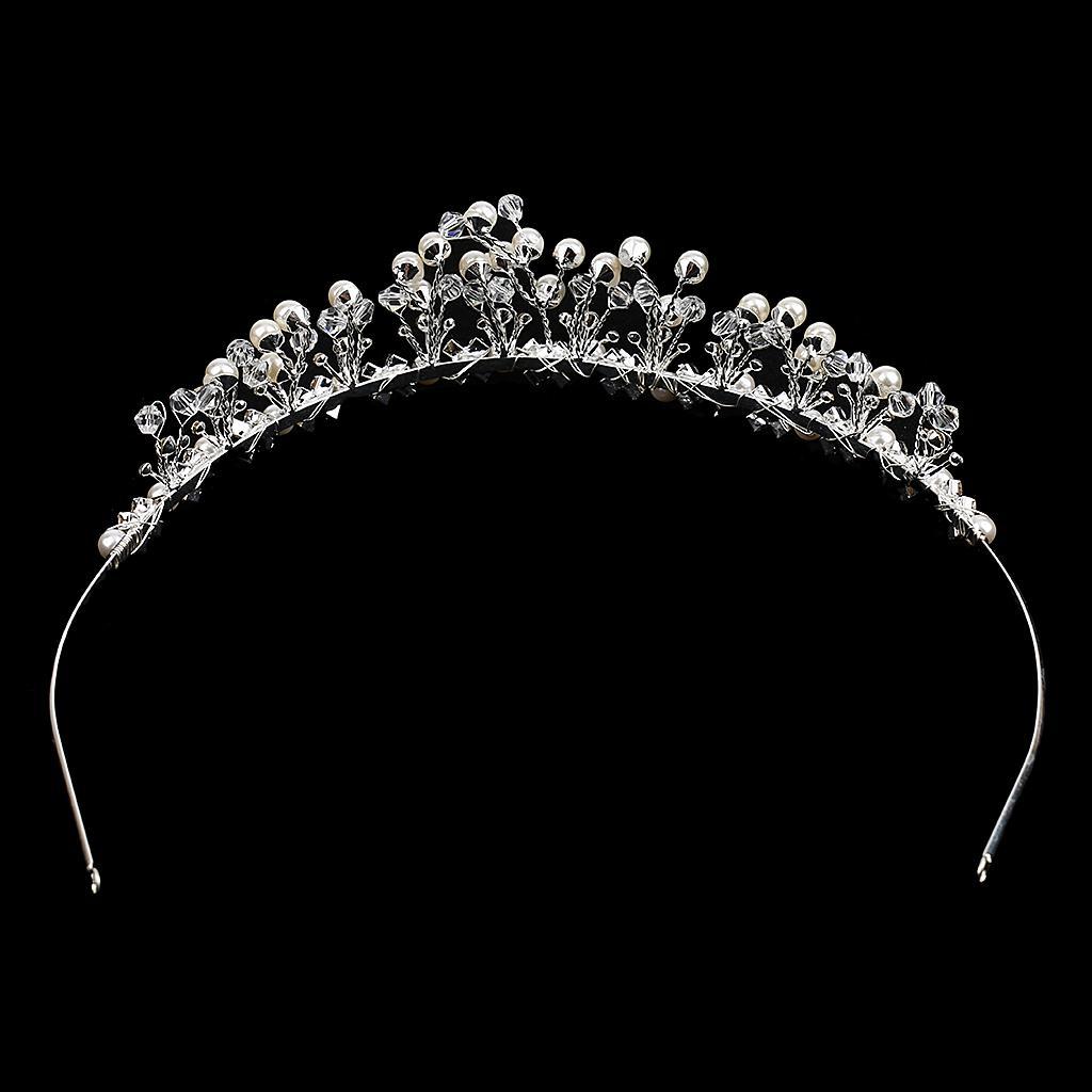 Bridal Bridesmaid Headband Pearl Rhinestone Crown Hair Band Wedding Tiara