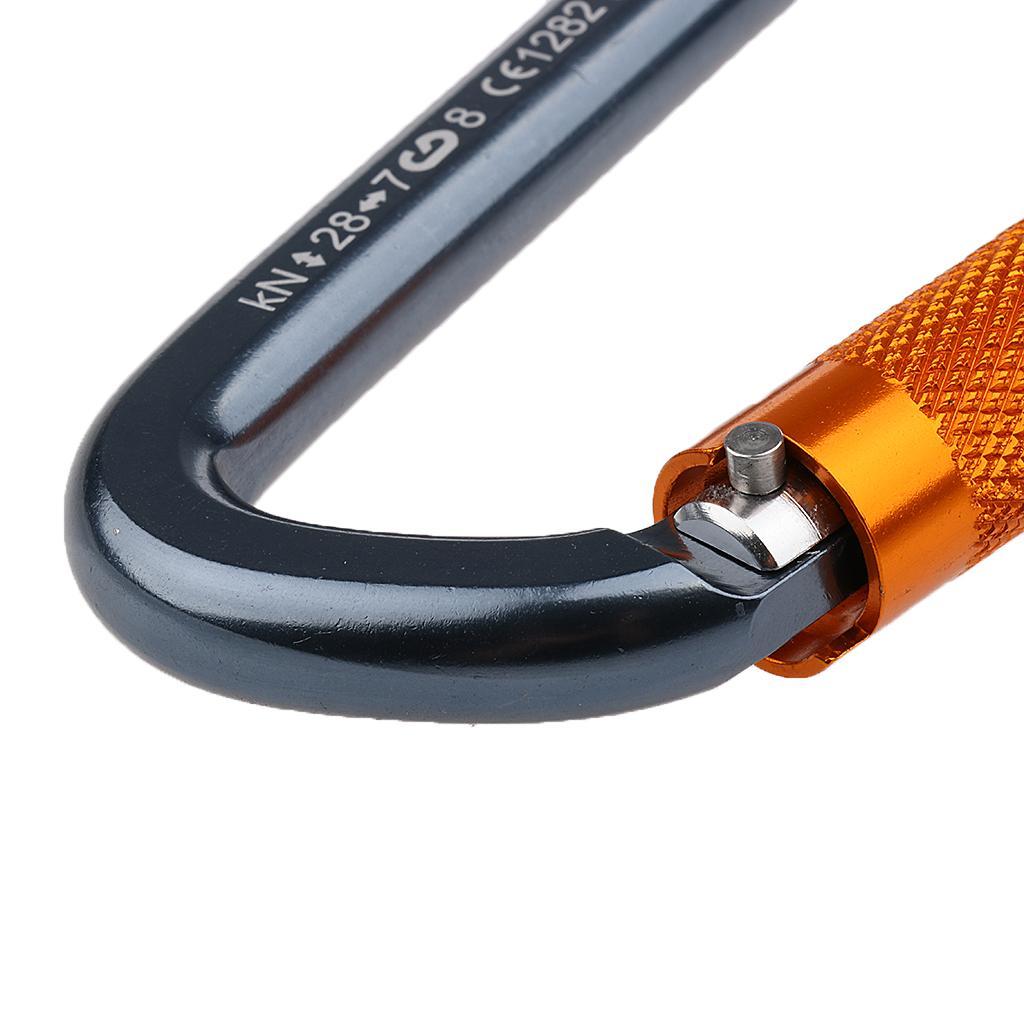 4x 28KN Aluminum D Shape Carabiner Clip Twist Locking for Rock Climbing