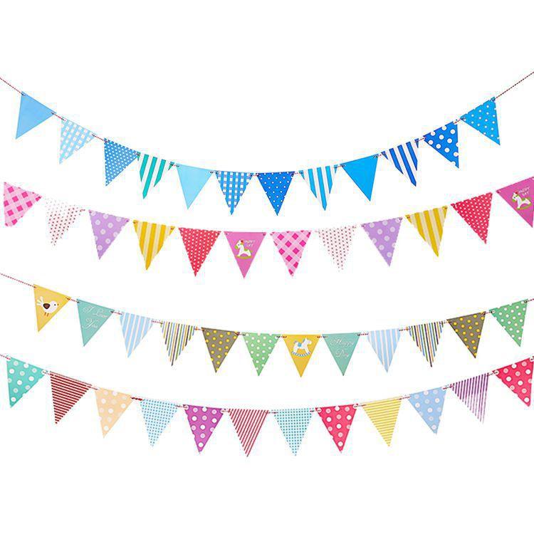 Cờ dây tam giác trang trí nhiều màu sắc phù hợp tiệc sinh nhật, trang trí lều trại phòng ngủ cho bé