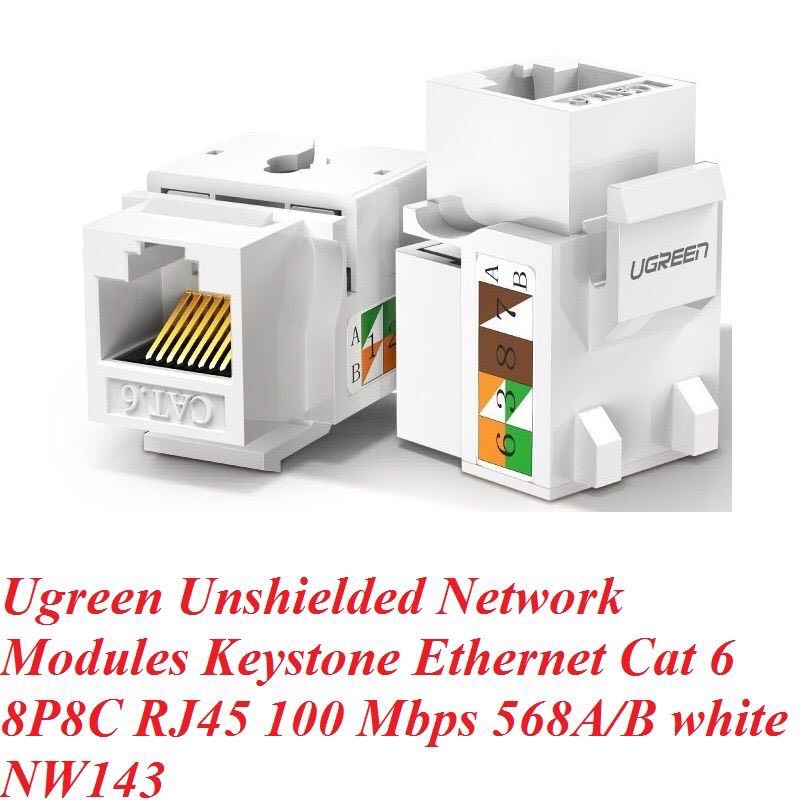 Bộ ổ cắm mạng âm tường Ugreen gồm Mặt, nhân mạng CAT5, CAT6, CAT7 hàng chính hãng