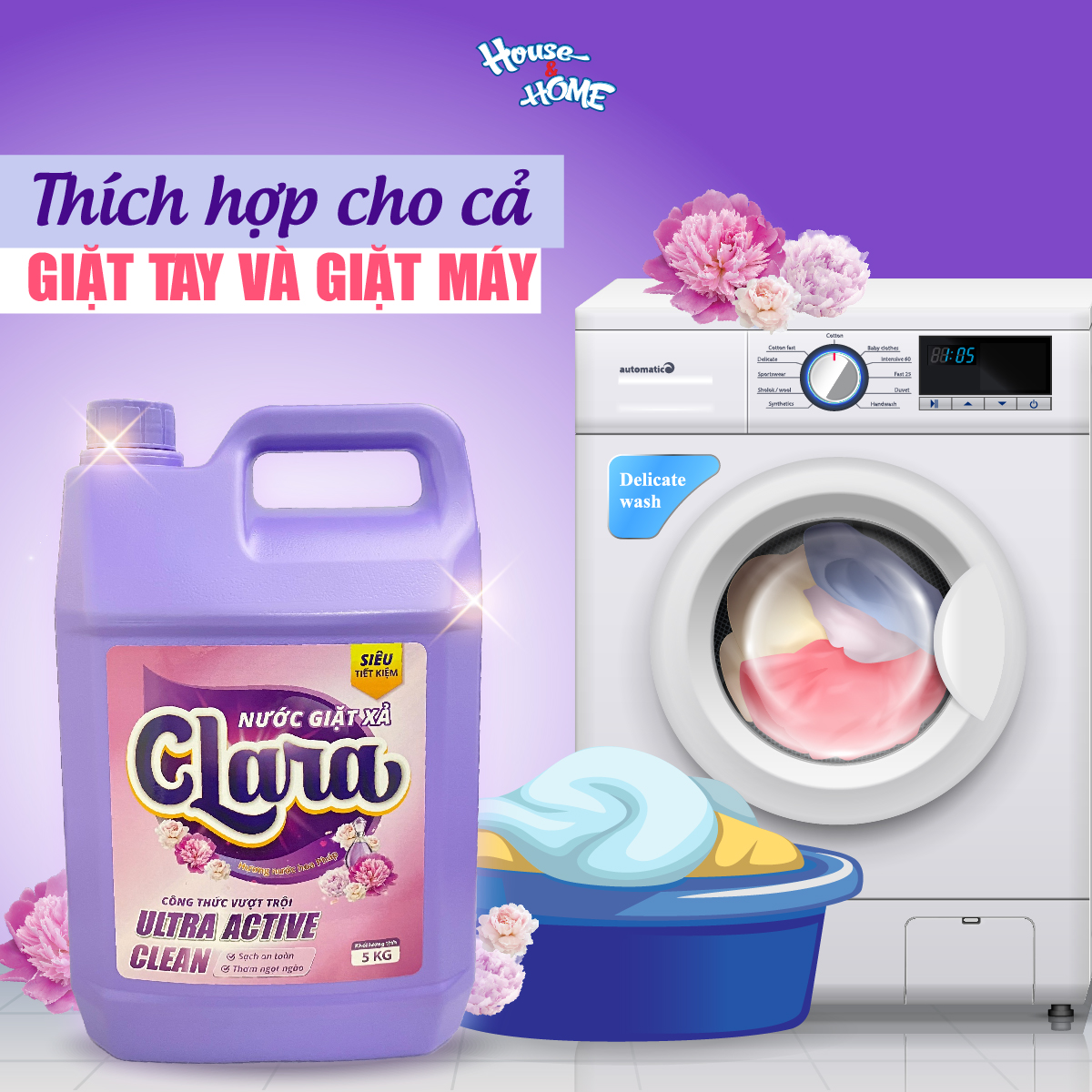 Nước giặt xả Clara hương nước hoa Pháp can 5Kg