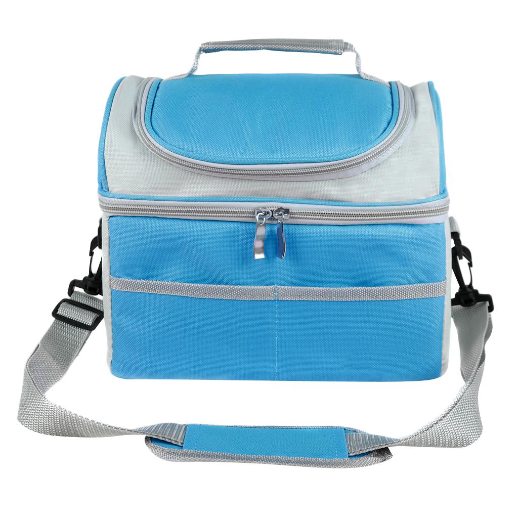 Insulated Thermal Bag 2-layer Picnic Lunch Box Portable Cooler Tote Khaki