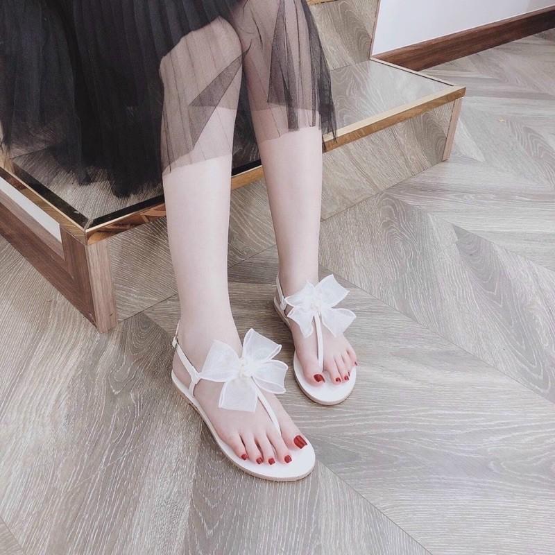 Giày sandal quai kẹp ngón đinh nơ voan