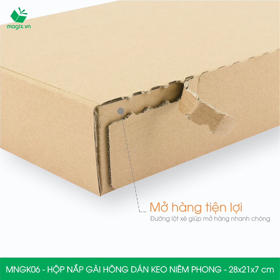 MNGK06 - 28x21x7cm - COMBO 100 HỘP CARTON NẮP GÀI HÔNG CÓ KEO NIÊM PHONG - THÙNG HỘP CARTON ĐÓNG HÀNG