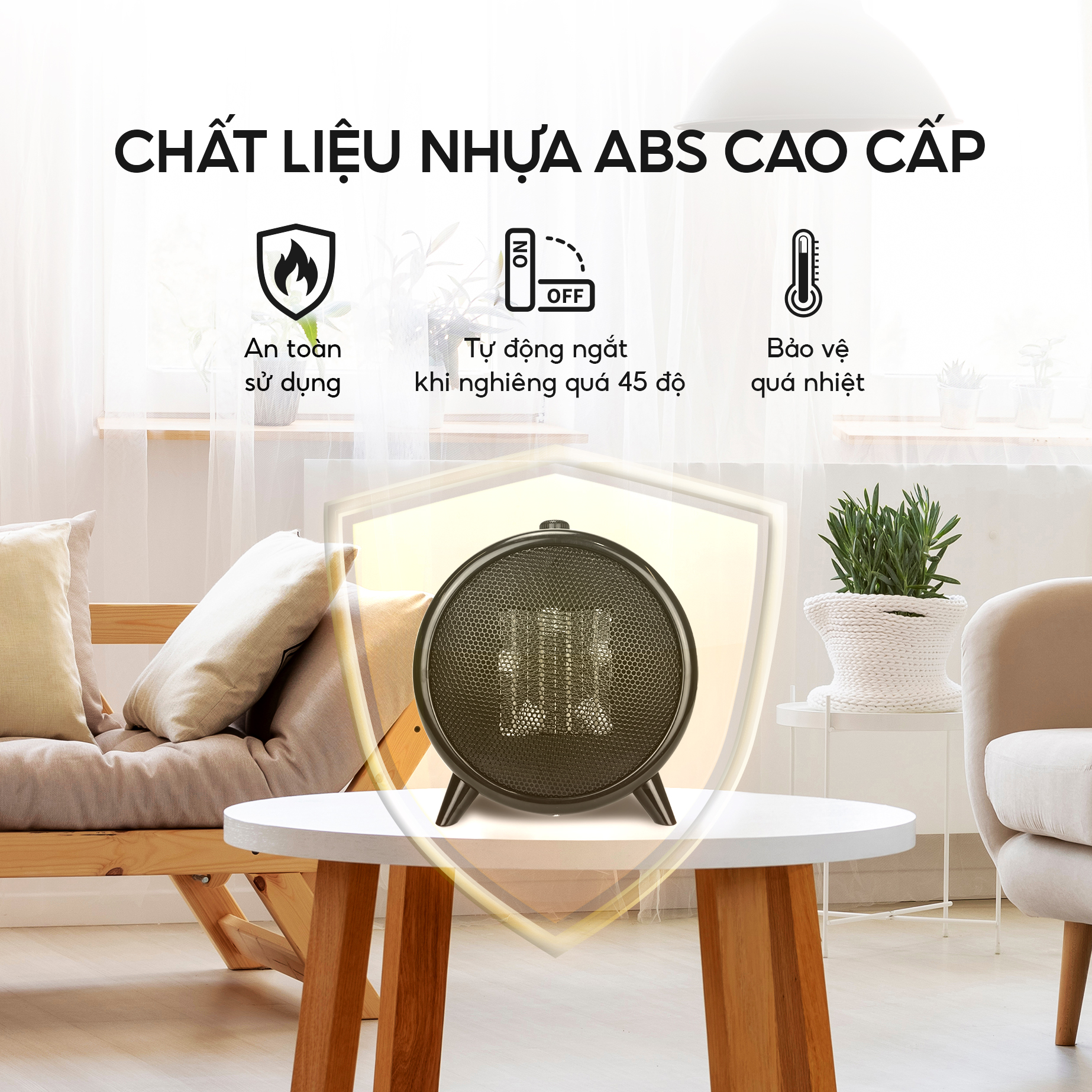 Máy sưởi mini dáng tròn Lebenlang LBL0275, công suất 1500W, làm ấm góc rộng, nóng nhanh, nhỏ gọn tiện lợi - hàng chính hãng