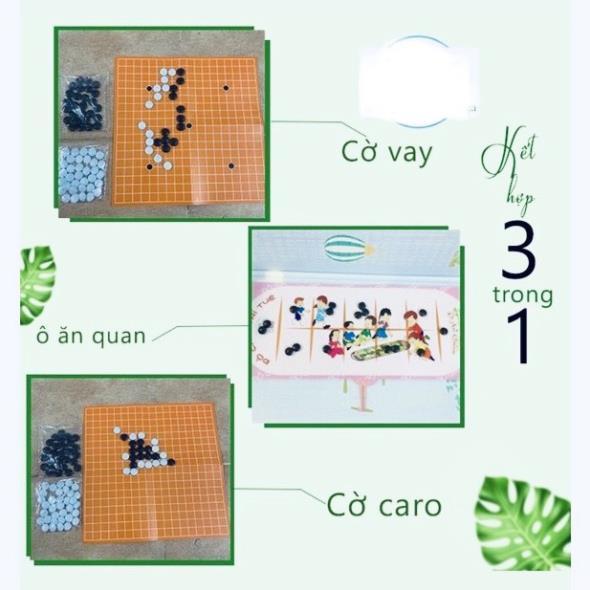 Đồ Chơi Trí Tuệ 3 in 1 - Ô Ăn Quan - Cờ Vây - Cờ Caro - Trò Chơi Dân Gian