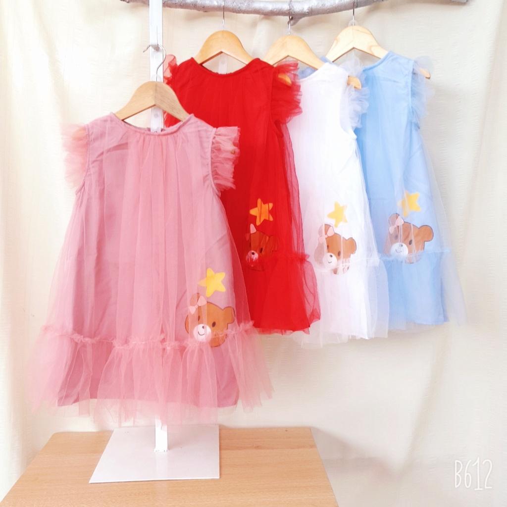 ️ĐẦM CHỮ A CHO BÉ GÁI️ in hình bé gấu dễ thương
