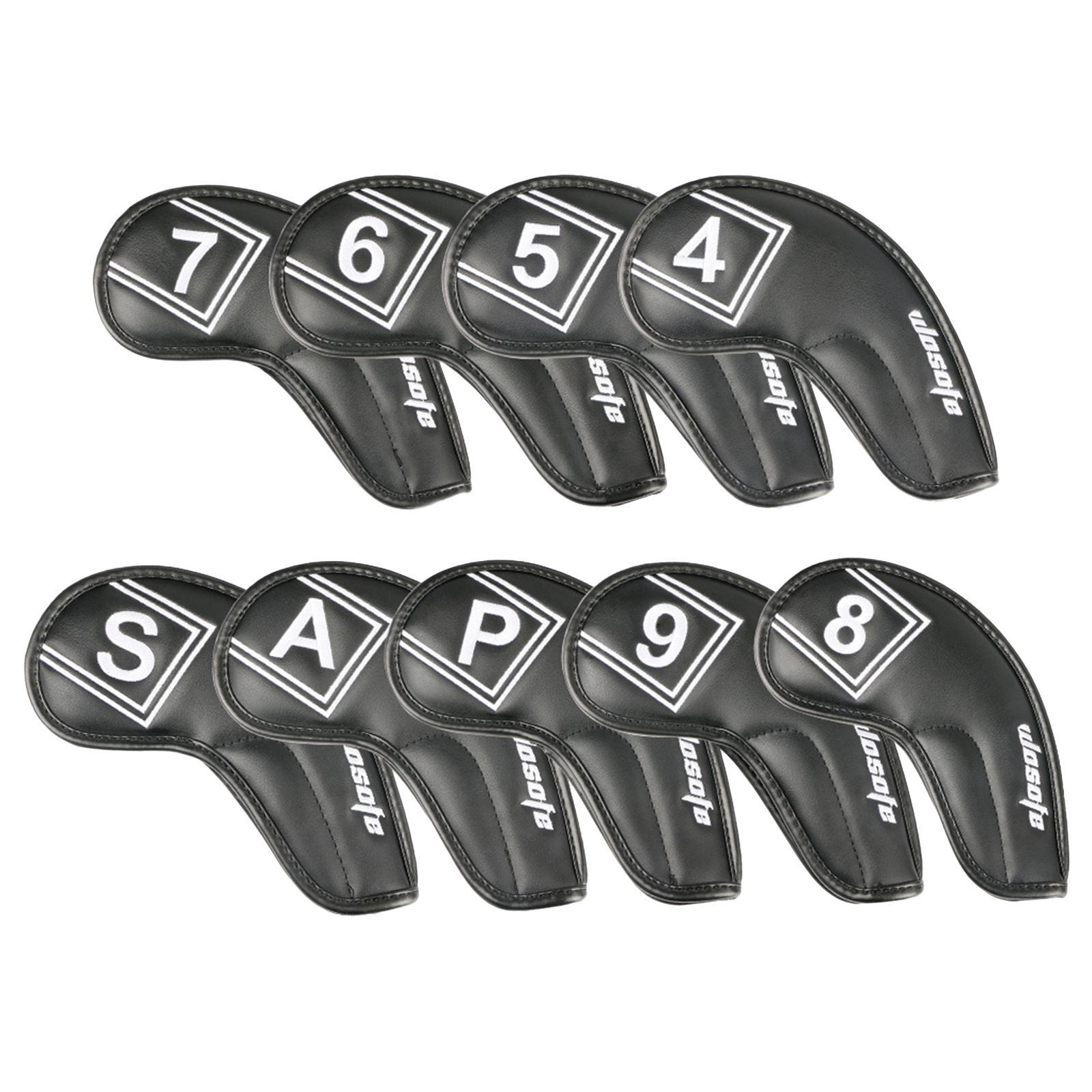 9Pcs/Pack PU Golf Iron Covers Set Golf Club Head Cover for Most Irons