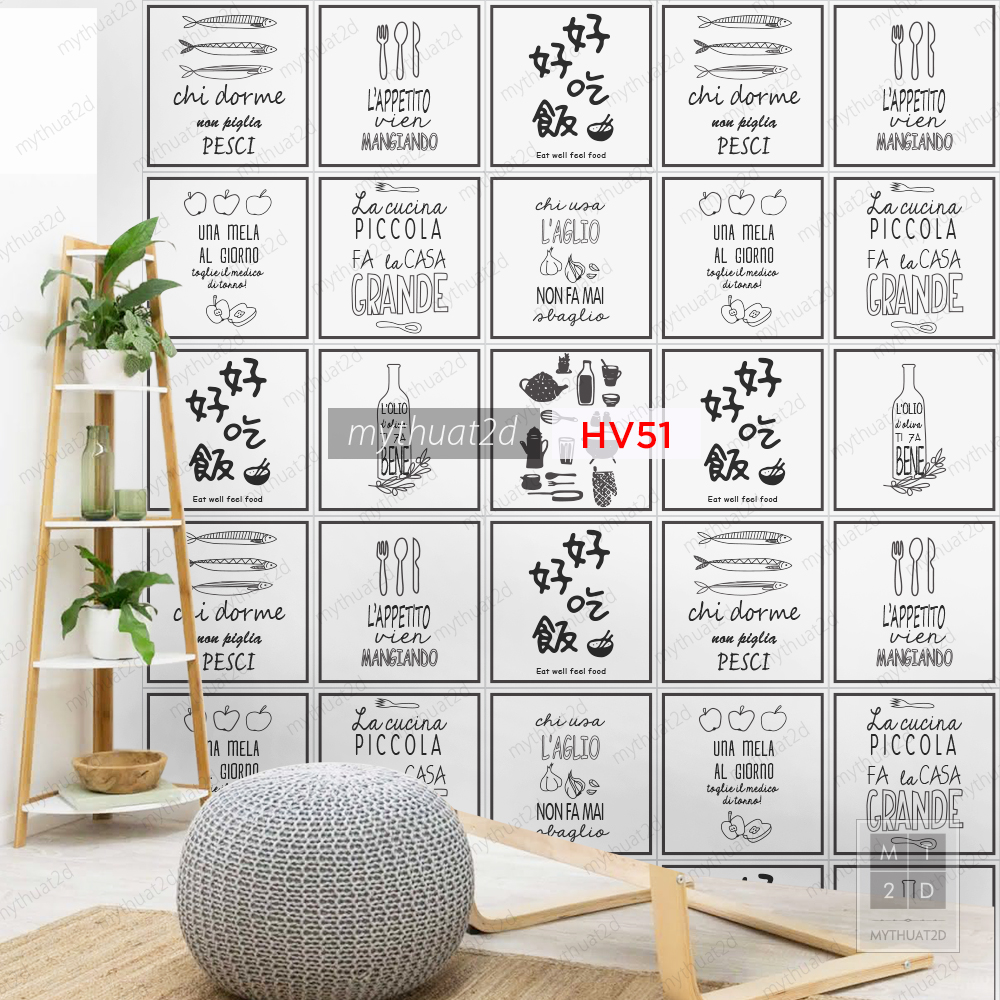 Decal gạch bông trang trí dán bếp, dán tường - mã HV51