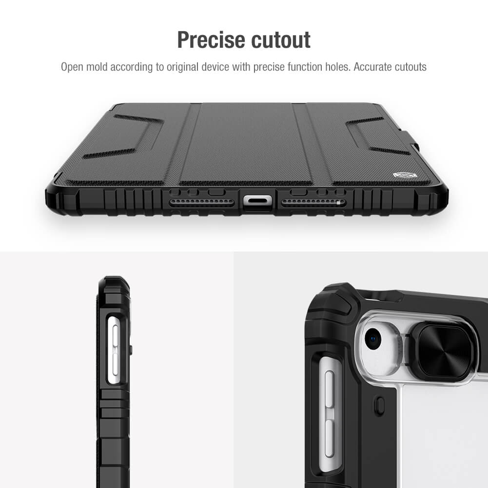Bao da chống sốc bảo vệ camera cho iPad 10.2 / iPad 10.2 hiệu Nillkin Bumber Pro có ngăn đựng bút chống va đập, mặt lưng show Logo táo, cơ chế smartsleep, nắp bảo vệ Camera 1.1mm - hàng chính hãng