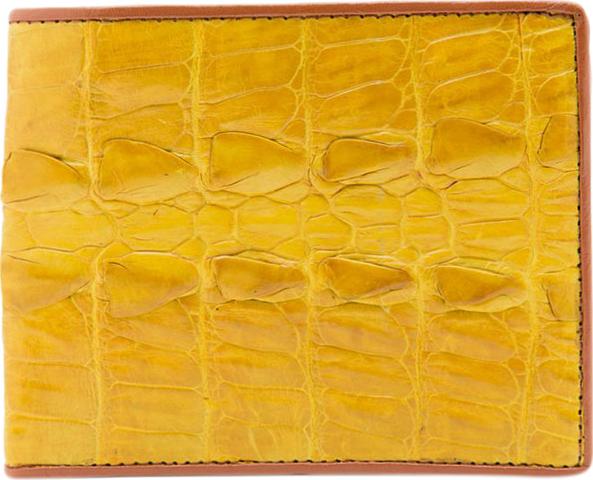 Ví Nam Da Cá Sấu Gai Đuôi Huy Hoàng HT2298 (12.5 x 10 cm) - Vàng Nghệ