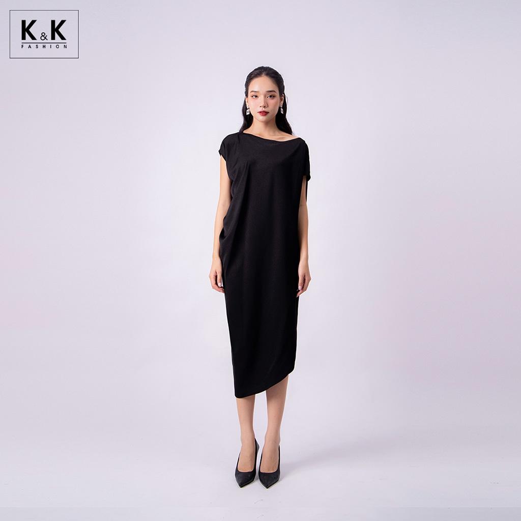 Đầm Lụa Màu Đen Dáng Suông K&amp;K Fashion KK130-17 Màu Đen Chất Liệu Lụa